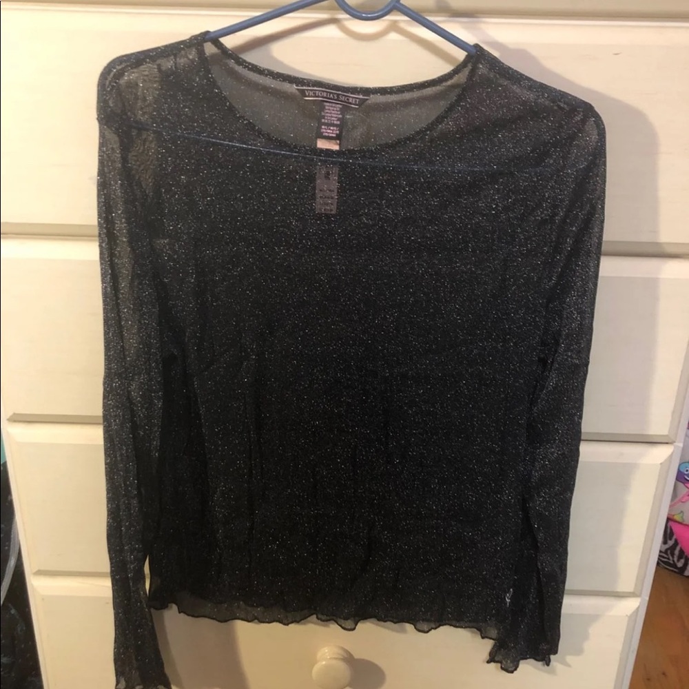 black sheer sparkly top